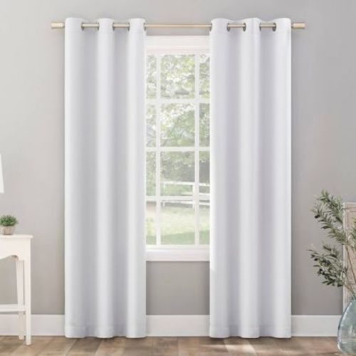 40"x84" Sun Zero Blackout Riley Kids' Bedroom Grommet Curtain Panel White: Modern Solid Polyester Drapery