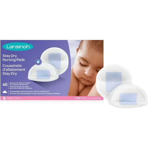 Lansinoh Stay Dry Disposable Nursing Pads, Ultra Thin with Full Coverage, Soft and Super Absorbent Breast Pads, Breastfeeding Essentials for Moms, 100 Count
