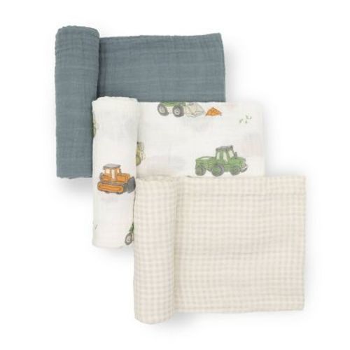Little Unicorn Cotton Muslin Swaddle Blankets - Work Trucks - 3pk