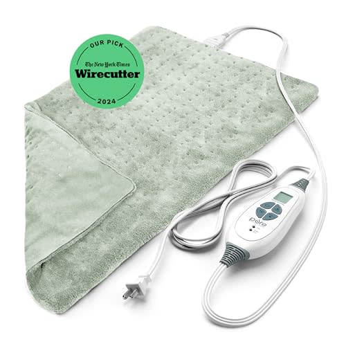 Pure Enrichment PureRelief XL Heating Pad - 12" x 24" Electric Heating Pad for Back Pain & Cramps, 6 Heat Settings, FSA/HSA Eligible, Soft Machine Wash Fabric, Auto-Off & Moist Heat (Zen Green)