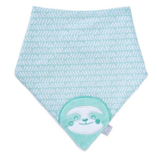 Saro Sloth Mint Baby Bib: Waterproof & Adjustable For Mess-free Meals (0-12 Months)