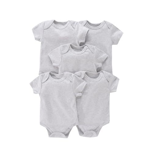 JYHOPE 5-Pack Newborn Infant Short Sleeve Pure Color Romper Bodysuit For Baby Girls And Boys Toddler Summer Clothes