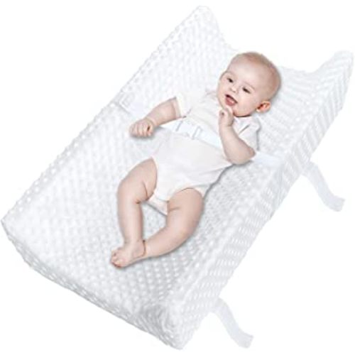 YENING Baby Diaper Changing Pad for Dresser Top with Cover Waterproof Lining Foam Contoured Changing Table Pads Topper 31" x 16" White