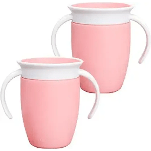 Munchkin Miracle 360 Cups for Toddlers sippy cups, toddler cups spill proof with Dentist Recommended Spoutless Design, BPA-Free Kids Cups, Easy to Clean, 7oz, 6 Months (Rose 2 Count)