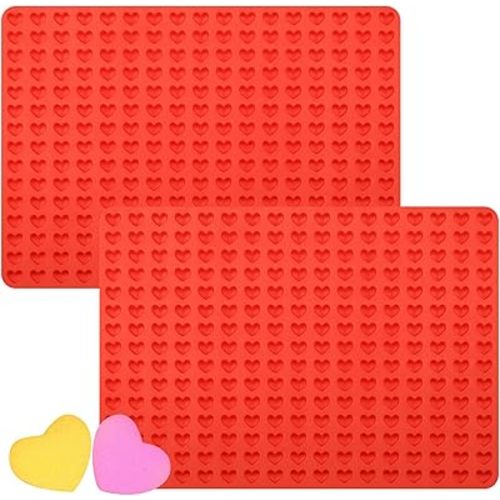 2 Pcs Mini Silicone Heart Molds, 255-Cavity Heart Shaped Chocolate Molds for Baking, Candy, Wax Melts Beads, Ice Cubes, Homemade Dog Training Treats