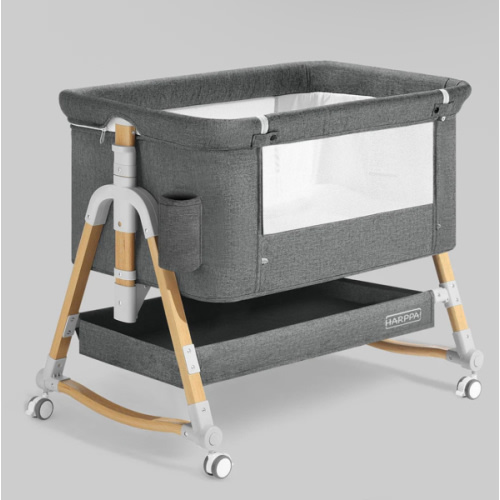 HARPPA Cuddly 3-in-1 Baby Bassinet Bedside Sleeper for Reflux | Attaches to Bed, Adjustable 5 Heights, Non-Toxic & CPSC Certified | Sturdy Aluminum Frame, Portable Wheels, Tool-Free Setup, Gentle Rocking | Perfect for Newborns, Infants, Small Spaces & Saf