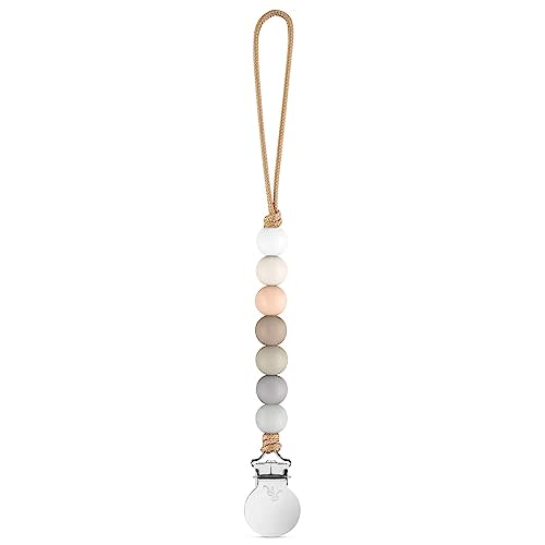 Ryan & Rose Pacifier Clip Georgia - Silicone Pacifier Clip baby boy baby girl binky paci clip baby pacifier holder binkie clip binky clips newborn baby care baby pacifier clip (Linen)