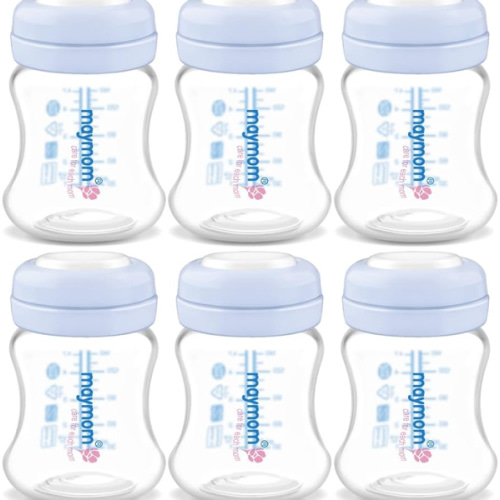 Maymom Wide-Mouth Milk Storage Collection Bottle with SureSeal Sealing Disk; Compatible with Spectra/Motif Luna/Ameda MYA/Bellababy Pumps. Can Replace Spectra S1 S2 Bottles, 6 pc (4.7Oz/140mL, 6pc)