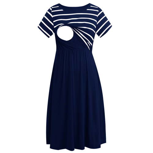 Women's Short Sleeve Maternity Nursing Dresses Breastfeeding Clothes