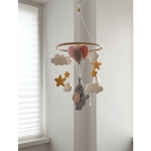 Elephant baby mobile, Nursery Decor, girl crib baby mobile, baby shower gift