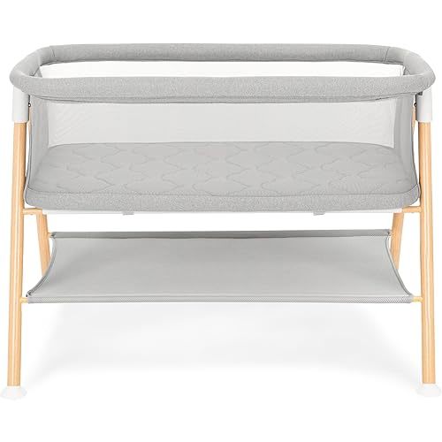 Newton Baby Essential Bassinet – Ultra-Breathable, Completely Washable, More Airflow for Safer, Cooler Sleep, Non-Toxic, Bedside Sleeper, Storage Shelf