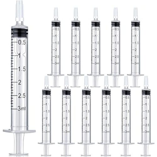 3 ml Syringe Without Needle, Syringe for Liquid with Cap, Oral, Scientific Labs, Measurement, Pack of 12