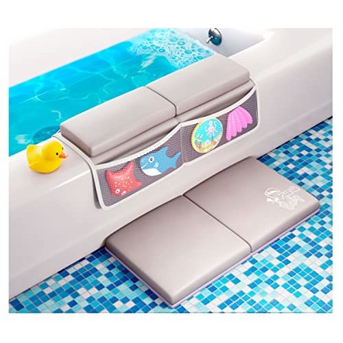 Bath Kneeler with Elbow Rest Pad Tub Cushion Set for Baby Bath Non-Slip and Thick Kneeling Mat with Organizer. Bathtub Accessories, Premium Quality for Your Safety, Durable and Easy to Clean