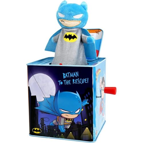 KIDS PREFERRED DC Comics The Batman Jack in The Box Musical Toys for Babies and Toddlers, Plays “Pop Goes The Weasel” The Dark Knight Springs Out from A Colorful Box