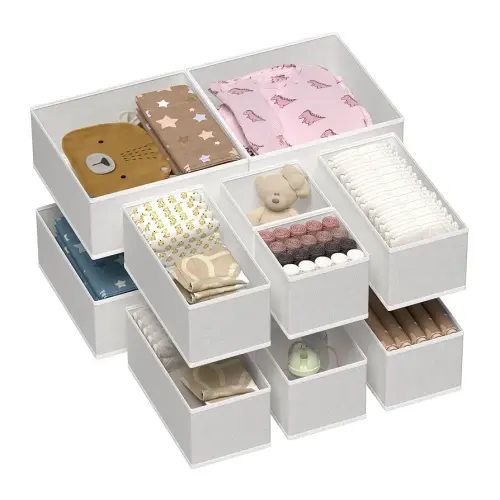 Vtopmart 12 Pack Baby Clothes Organizer, Dresser Drawer Organizer for Baby Clothing, Foldable Fabric Closet Drawer Storage Bins, Dresser Dividers for Bra, Socks, Ties, Scarf