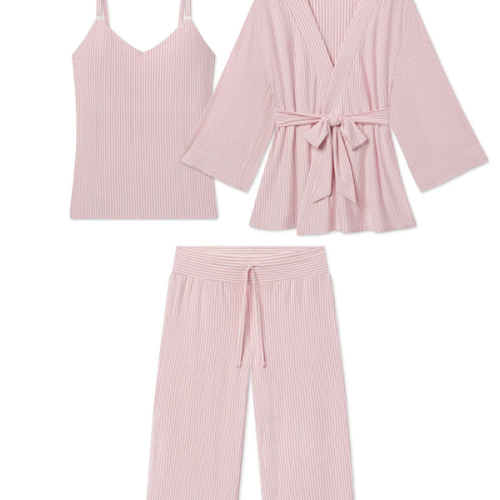 LAKE | Women | DreamModal Pajamas | Carnation Pencil Stripe Maternity Kimono Bundle