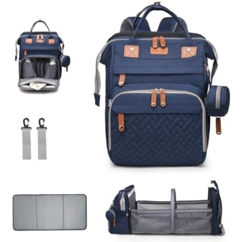 Diaper Bag with Changing Station, Pacifier Pouch, Waterproof Travel Design, Blue