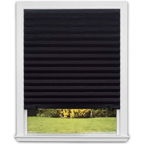 Redi Shade Self-Adhesive Temporary Blinds, Original Blackout Pleated Paper Shade, Cordless Cut-to-Fit, 36x72 in Black