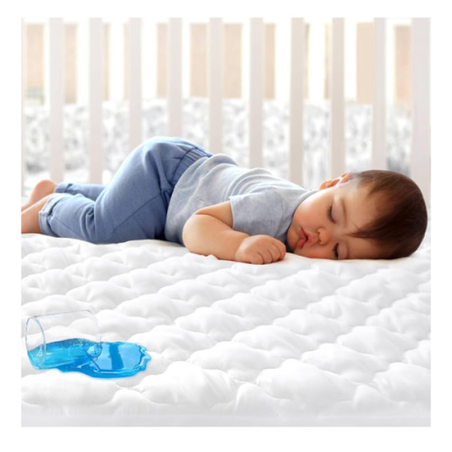 Crib Mattress Protector Sheets Fitted Waterproof Crib Mattress Pad Cover, Noiseless & Machine Wash 100% Absorbent Crib/Toddler Mattress Protector Sheet Quilted, White, 52" x 28"