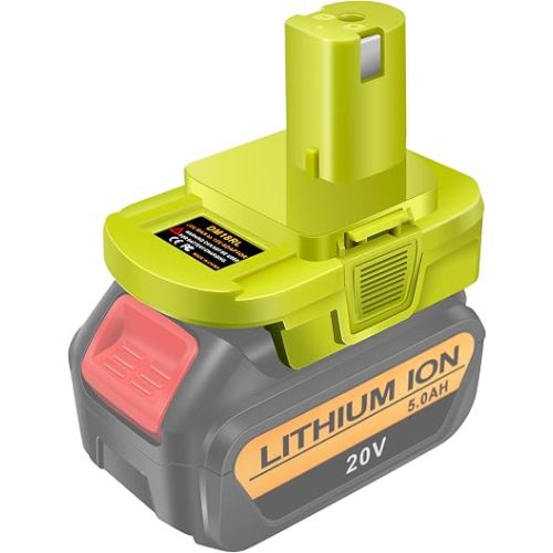 DM18RL Battery Adapter for Dewalt to Ryobi Battery Adapter, Convert Dewalt 20V Llithium Battery to Ryobi 18V P107 P108 Battery with 5V 2.1A MAX USB Charge