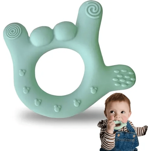 I Love You Silicone Hand Teether by Sawyer Bear Baby Gear, Teethers for Babies 3-6 Months, Soft Teething Toys 6-12 Months bpa Free, Massaging Teething Relief (Light Green)