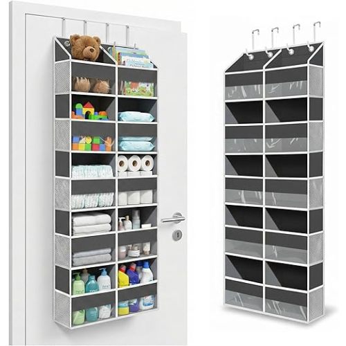 10-Pocket Over the Door Organizer with Heavy-Duty 600D Oxford Fabric, Upgraded Hooks with Silicone Protectors for Dorm, Closet Storage, Bedroom, Bathroom