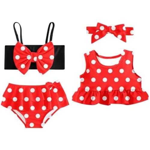 Ahegao 6M-3T Baby Girls Swimsuits for Toddlers Kids 3pcs Bathing Suits Bikini