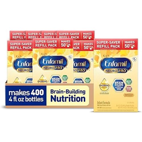 Enfamil NeuroPro Baby Formula, Infant Formula Nutrition, Triple Prebiotic Immune Blend, 2'FL HMO, & Expert-Recommended Omega-3 DHA, Perfect Choice for Baby Milk, Non-GMO, Refill Box, 31.4 Ounces (Pack of 8)