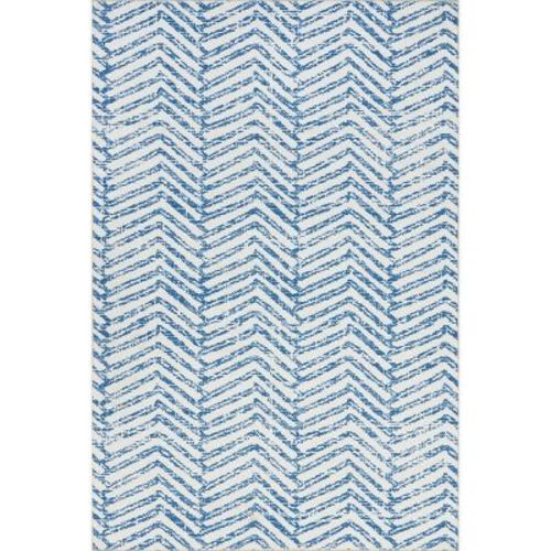 Nuloom Rosanne Herringbone 3x5 Machine Washable Accent Indoor Area Rug For Living Room Bedroom Dining Room Entryway Kitchen, Blue/ivory