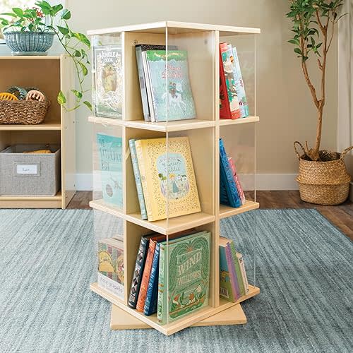 Rotating Bookshelf: Natural Wood