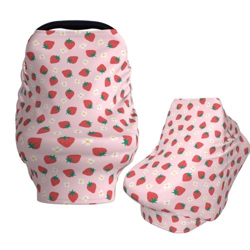 Strawberry Flowers Baby Car Seat Covers Carseat Canopy Soft Infant Stroller Cover Nursing Breastfeeding Covers for Girls Boys Newborn