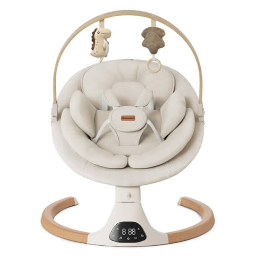 Baby Swings for Infants, Monamii Baby Swing, Infant Swing with 5 Speeds, 10 Lullabies, Electric Swing for Baby, Indoor & Outdoor Use (Beige)