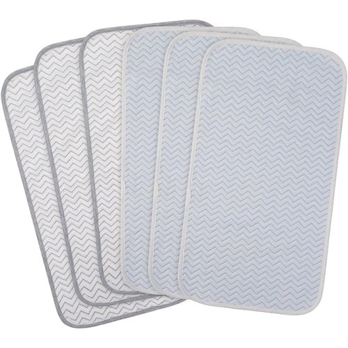 BlueSnail Ultra Soft and Absorbt Quilted Waterproof Changing Pad Liner 6pk (Gray+Blue) - gray+blue