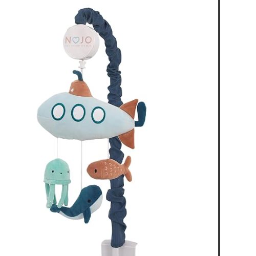 NoJo Explore Dream Discover Light Blue, Navy, and Aqua Submarine Plush Musical Mobile