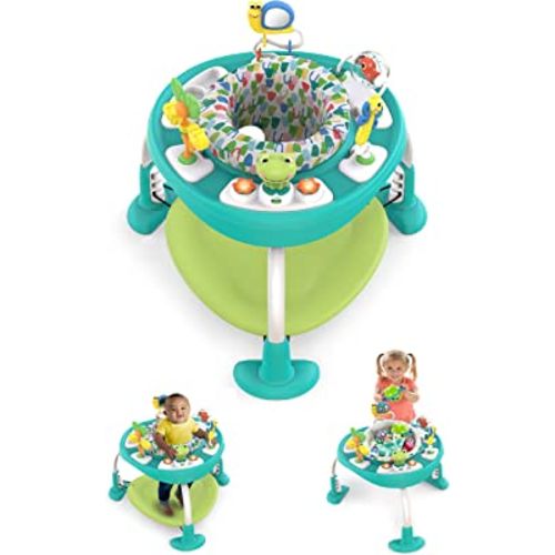 Bright Starts Bounce Bounce Baby 2-in-1 Activity Center Jumper & Table - Playful Pond (Green), 6 Months+