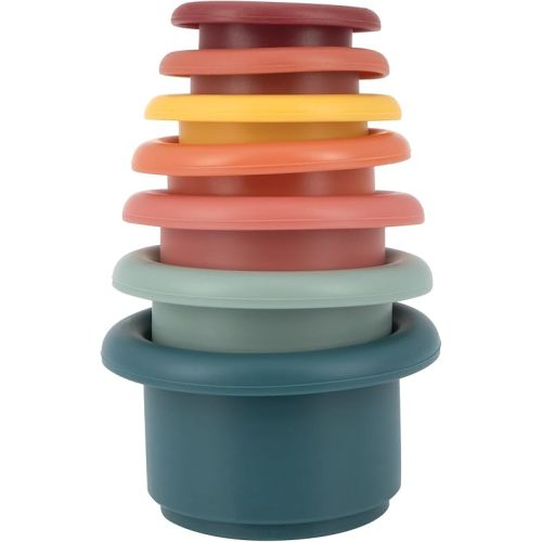 Nuby Stacking Soft Silicone Cups Interactive Toy, Promotes Coordination, Seven Piece (Colors May Vary)