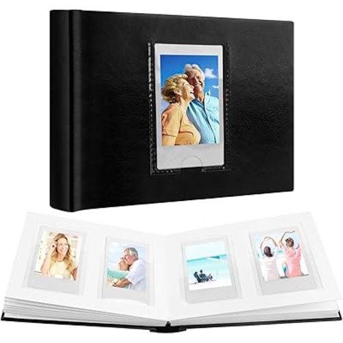 64 Pocket Mini Photo Album with Writing Space,Faux Leather Cover, Compatible with 2x3 Inch Polaroid Pictures and Fujifilm Instax Mini 12 11 9 99 8 7+ 40 Evo Instant Film(White)