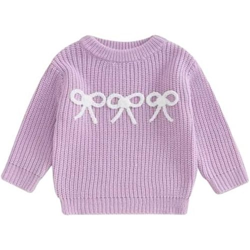 Baby Girl Boy Toddler Knit Sweater Cute Round Neck Long Sleeve Pullover Unisex Oversized Sweatshirt Warm Kids Tops
