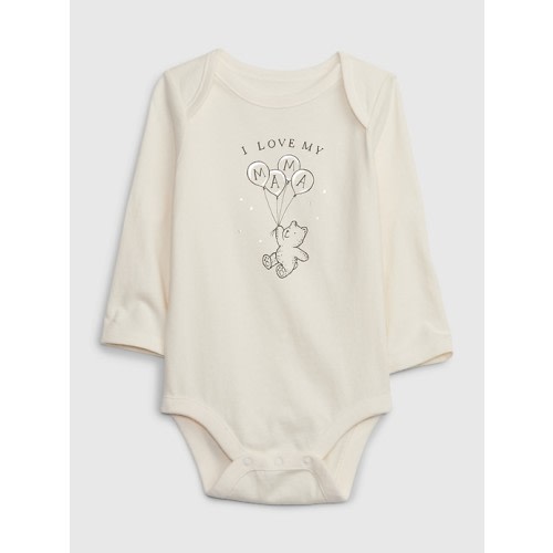 Baby First Favorites 100% Organic Cotton Bodysuit in ivory mom, size: 3-6 M