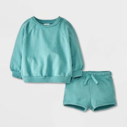 Baby Waffle Sweatshirt & Shorts Set - Cat & Jack™ Blue 0-3m