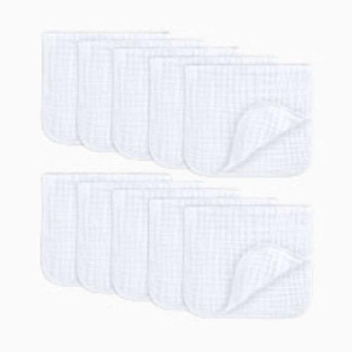 Comfy Cubs 6-Layer Muslin Burp Cloths Set - White, 10