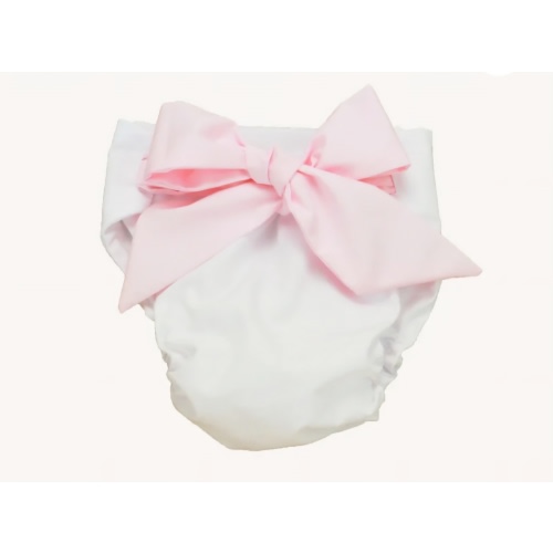 Baby Bow Bottom Bloomer - Worth Avenue White with Palm Beach Pink