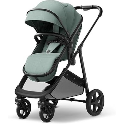 Mompush Wiz 2-in-1 Convertible Baby Stroller with Bassinet Mode, Foldable Infant Stroller with Reversible Seat and Large UPF 50+ Canopy