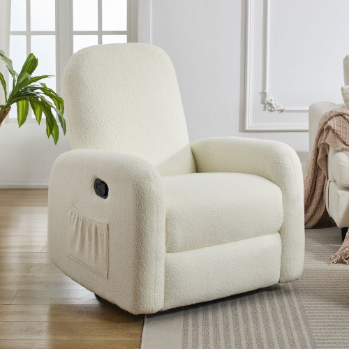 Ebern Designs Haaniyah Boucle Fabric Swivel & Rocking Recliner & Reviews | Wayfair