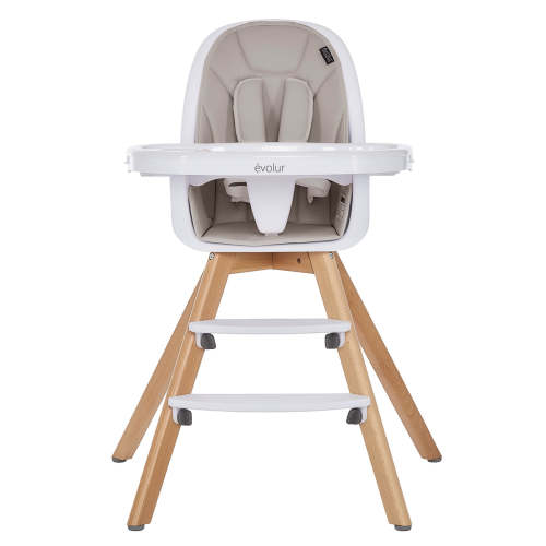 Evolur Zoodle 3-in-1 High Chair I Booster Feeding Chair - Light Grey