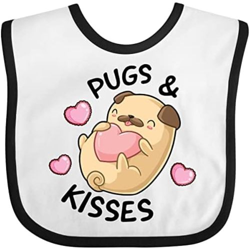 inktastic Valentines Day Pugs & Kisses with Hearts Baby Bib