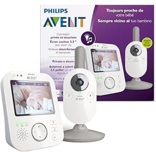 PHILIPS Avent Digital Baby Monitor with Camera and Audio, 3.5" Display Baby Camera Monitor with 2-Way Talk, Night Vision, Temperature, 980ft Range, Video Baby Monitor with No Wi-fi, Lullabies