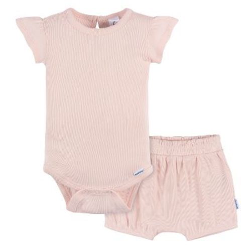 Gerber Baby Girls' 2-pack Bodysuit And Shorts Set, Crystal Pink, Newborn