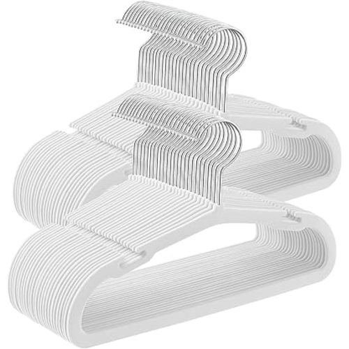 SONGMICS Baby Hangers 50 Pack, 11 x 6.9 Inches, Kids Hangers for Closet, Non-Slip Velvet Hangers, Childrens Hangers, Space-Saving Clothes Hangers, Wide Shoulder Notches, Cloud White UCRF037W01