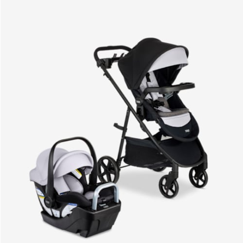 Britax Willow Brook S+ Baby Travel System, Infant Car Seat and Stroller Combo with Alpine Base, ClickTight Technology, SafeWash Insert and Cover, Glacier Onyx